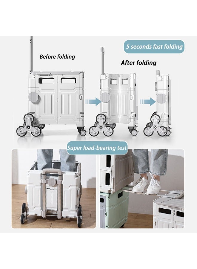 كادي ون عربة تسوق قابلة للطي عربة تسوق بعجلات عربة تسوق قابلة للطي صغيرة الحجم مناسبة للسوبر ماركت والمنزل وتسلق السلالم والتسوق والتخييم في الهواء الطلق والنزهة - Image 3