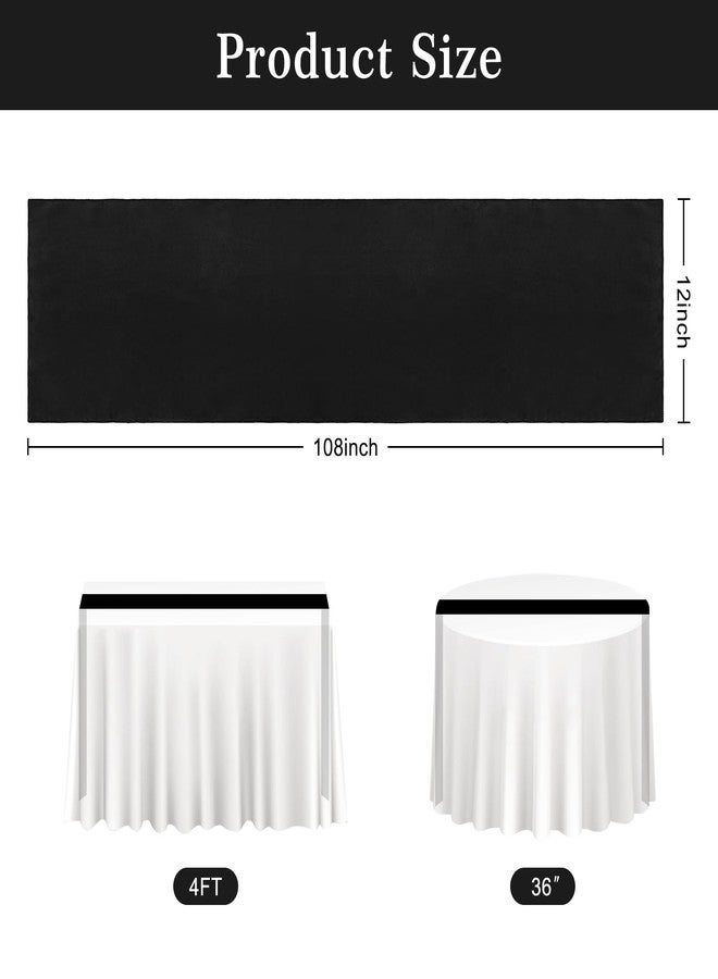timecity Black Table Runner 12 Packs Halloween Satin Runners 12 x 108 Inch Long Party Table Runners Smooth Table Runner for Banquet Birthday Graduations Party Decorations - Image 2