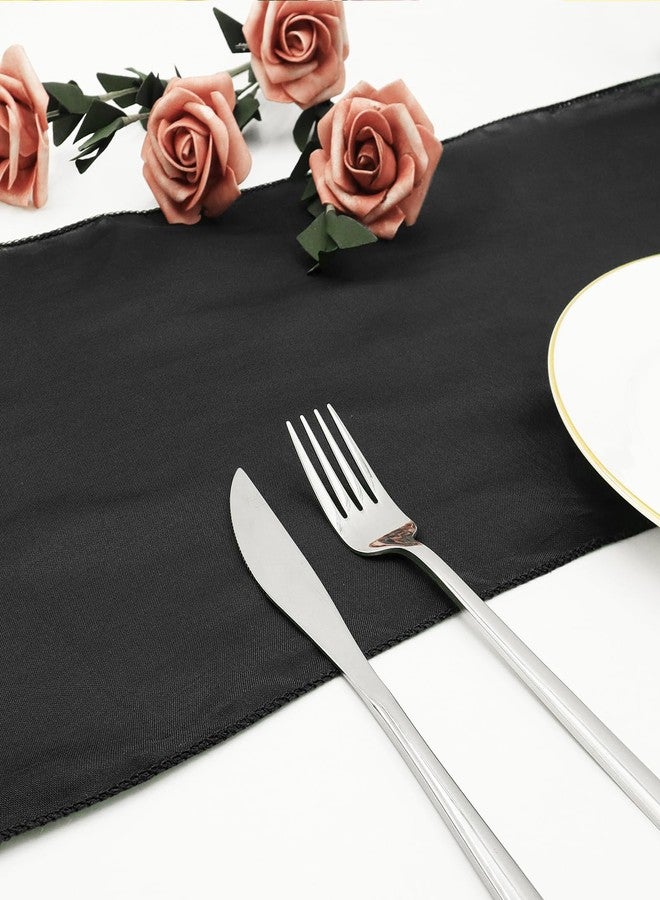 timecity Black Table Runner 12 Packs Halloween Satin Runners 12 x 108 Inch Long Party Table Runners Smooth Table Runner for Banquet Birthday Graduations Party Decorations - Image 5