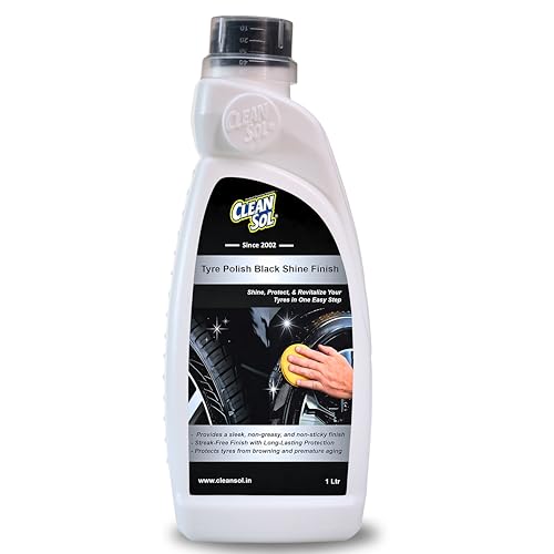 Cleansol Tyre Polish Liquid for Car, Bike, Scooter & All Vehicles | High Gloss Black Shine Spray | Long-Lasting Water-Resistant Formula | 1 litre - Image 1