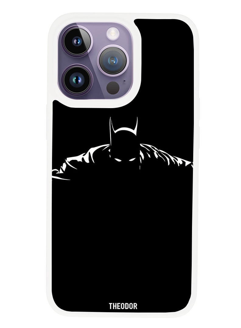 Theodor غطاء واقي مضاد للخدش ومقاوم للصدمات لجهاز APPLE IPHONE 14 PRO باتمان (حافة بيضاء) - Image 1