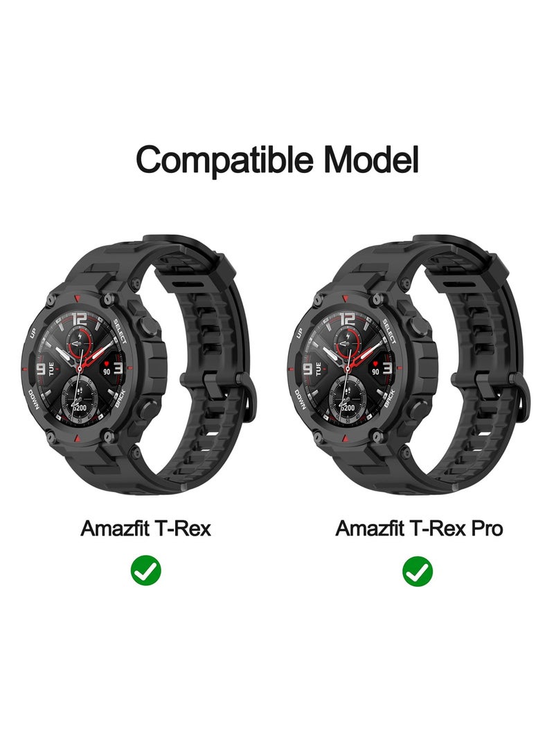 Strap Compatible with Amazfit T-Rex/T-Rex Pro Smartwatch Soft Silicone Sports Replacement Watch Band Waterproof Breathable Wristband Bracelet with Tools (Grey) - Image 2