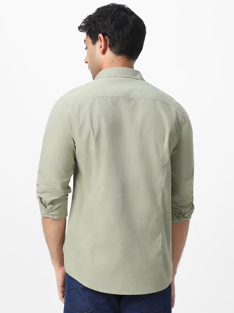 Urbano Fashion  Urbano Fashion Men's Olive Cotton Full Sleeve Regular Fit Casual Solid Shirt  | Best Price UAE
