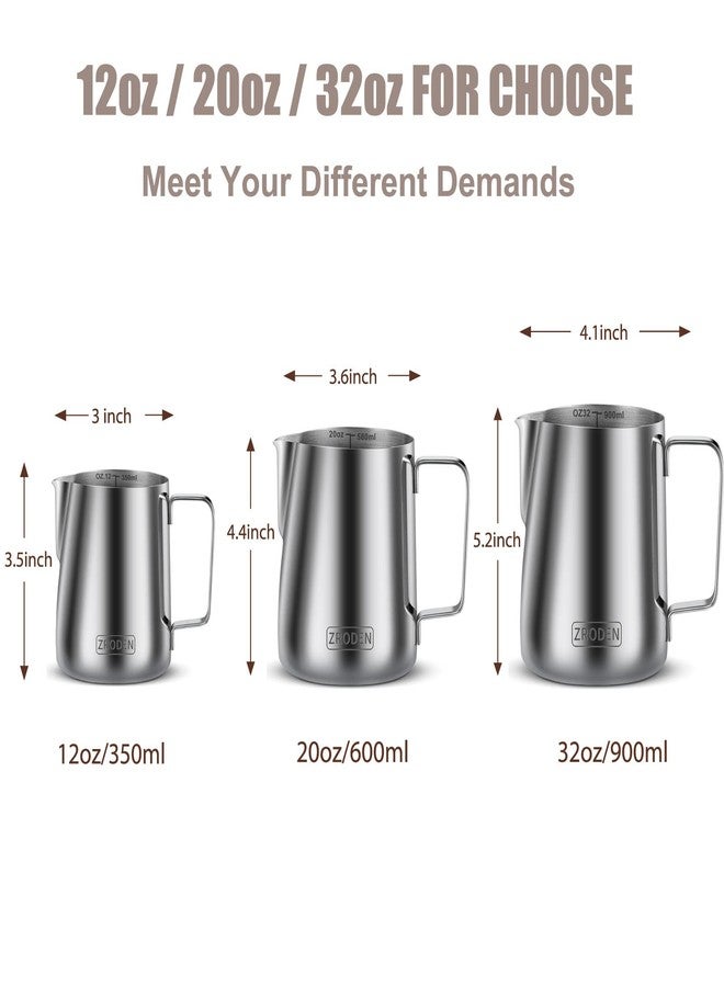 Zroden Milk Frothing Pitcher, 12oz 20oz 32oz Espresso Steaming Pitchers Stainless Steel Cappuccino Coffee Machine Accessories Barista Tools Steamer Froth Pitchers Milk Jug Cup with Decorating Pen Latte Art - Image 4
