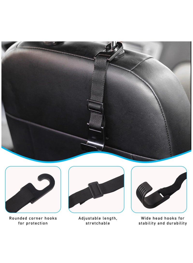 Excefore 2 PCS Car Seat Headrest Hooks, Adjustable Hanging Storage Organizer for Auto Back Seat, Universal Vehicle Interior Purse Bags Hanger Accessories for Umbrella Handbag Coat - Image 3