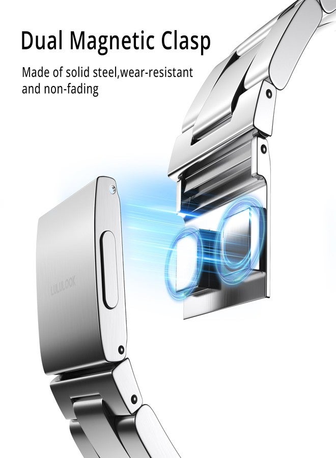 LULULOOK No Tool Needed Compatible With Apple Watch Band 49/46/45/44/42mm for Women Men, Stainless Steel Band for Apple Watch Ultra/Ultra2 Series 10 9 8 7 6 5 4 3 2 1 SE SE2-Magnetic Clasp - Image 3