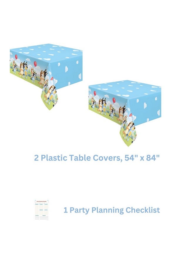 Unique Unique Bluey Birthday Party Supplies Bundle for 16 Guests - 16 Dinner and 16 Dessert Paper Plates, 16 Napkins, 2 Plastic Table Covers, 18 Forks, Party Planning Checklist, Officially Licensed  - Image 4
