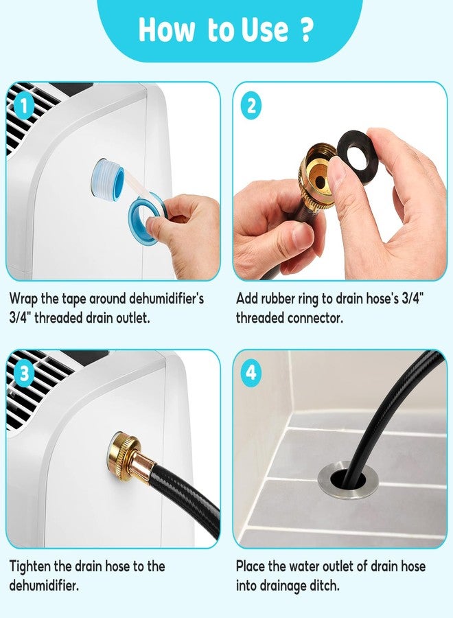UCandy Dehumidifier Drain Hose 3/4 Inch FHT, 12 Ft,with Premium Brass Connectors to Prevent Water Leakage, Drain Hose Compatible with Most Brands of Dehumidifiers - Image 5
