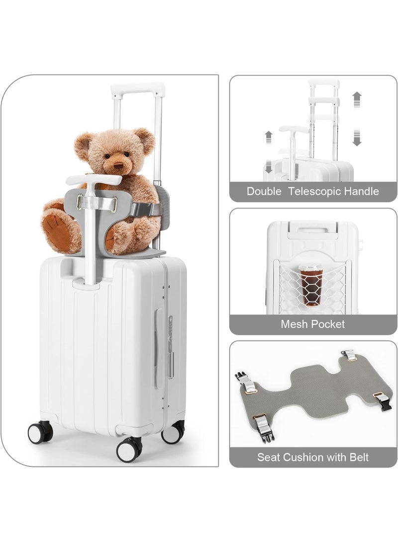 حقيبة يدوية بحجم 20 بوصة باللون الأبيض مزودة بحزام أمان وقفل TSA وحقيبة شبكية وحقيبة صلبة بعجلات دوارة لحمل الأمتعة باليدين - Image 1