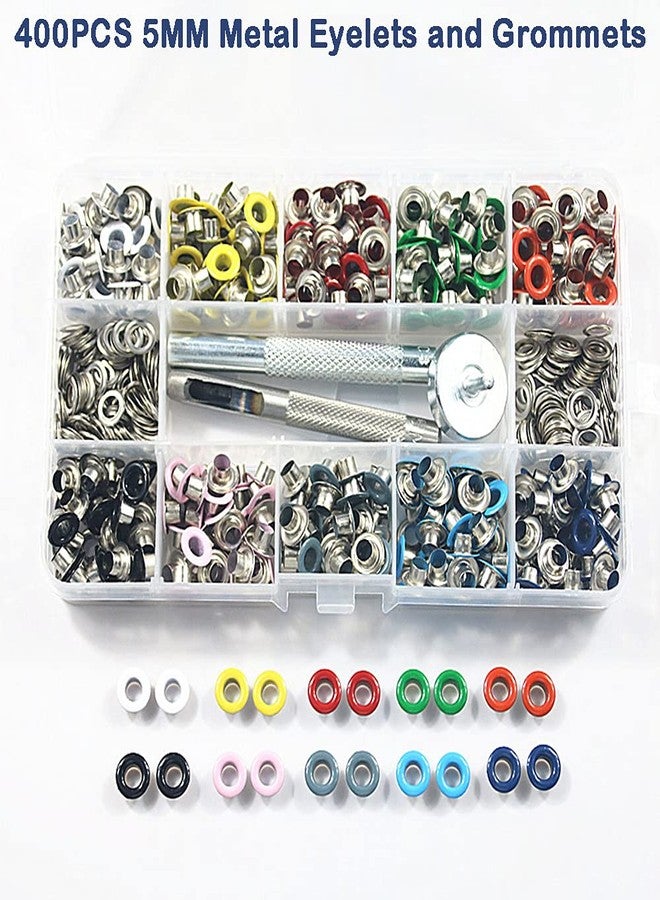 SEIWEI 400Pcs 10 Colors 5MM Metal Eyelet and Grommets with Install Tool Storage Box for Clothes Shoes Bag Paper Leather Crafts DIY Projects - Image 3