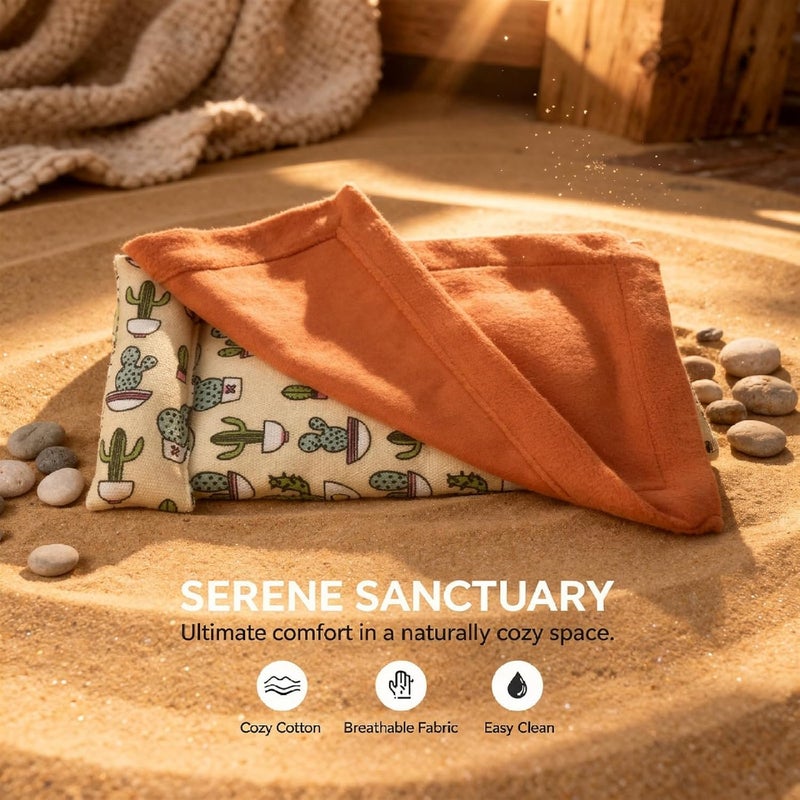 Bearded Dragon Bed with Pillow, Cozy Cotton Filled Lizard Sleeping Bag, Soft Breathable Pet Bedding, Long-Lasting Polyester, Easy to Clean, for Gecko, Hamster, Beige - Image 3