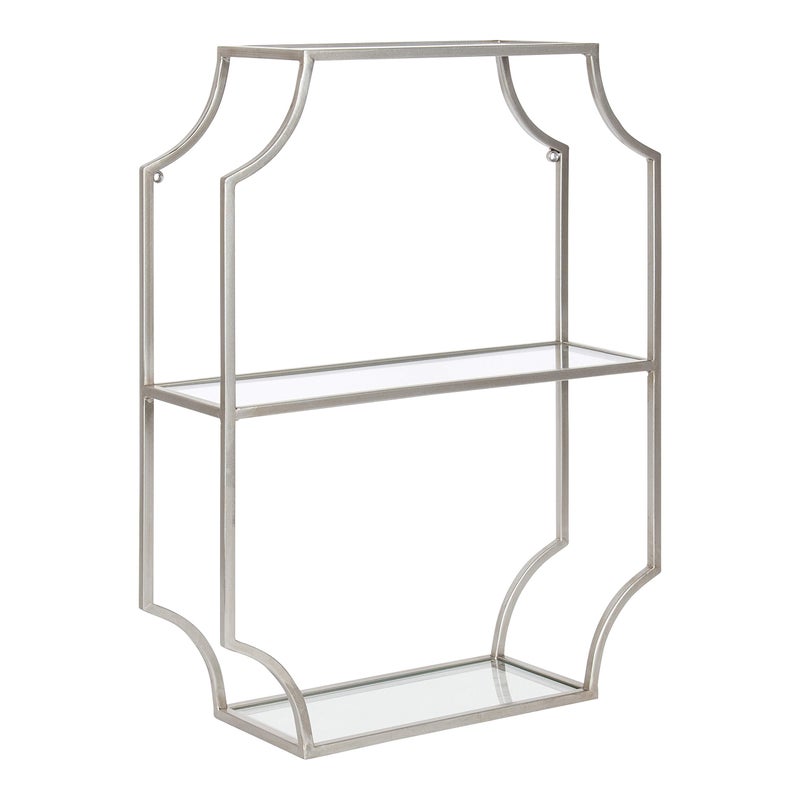 Kate and Laurel Kate and Laurel Ciel Glam Geometric Wall Shelf 18 x 24 Silver Decorative Shelves for Storage and Display 