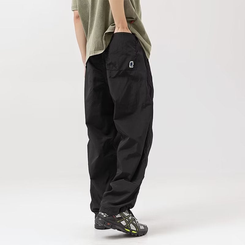 Japanese Retro Outdoor Overalls Boys 2024 Summer New All-match Wide-leg Loose Straight Casual Trendy Pants Dark gray - Image 3