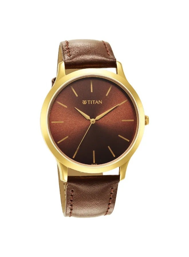 TITAN Men's Analog Round Shape Leather Wrist Watch - 1825YL04 - 47.3 Mm - Image 2