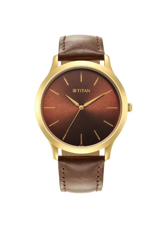 TITAN Men's Analog Round Shape Leather Wrist Watch - 1825YL04 - 47.3 Mm - Image 3
