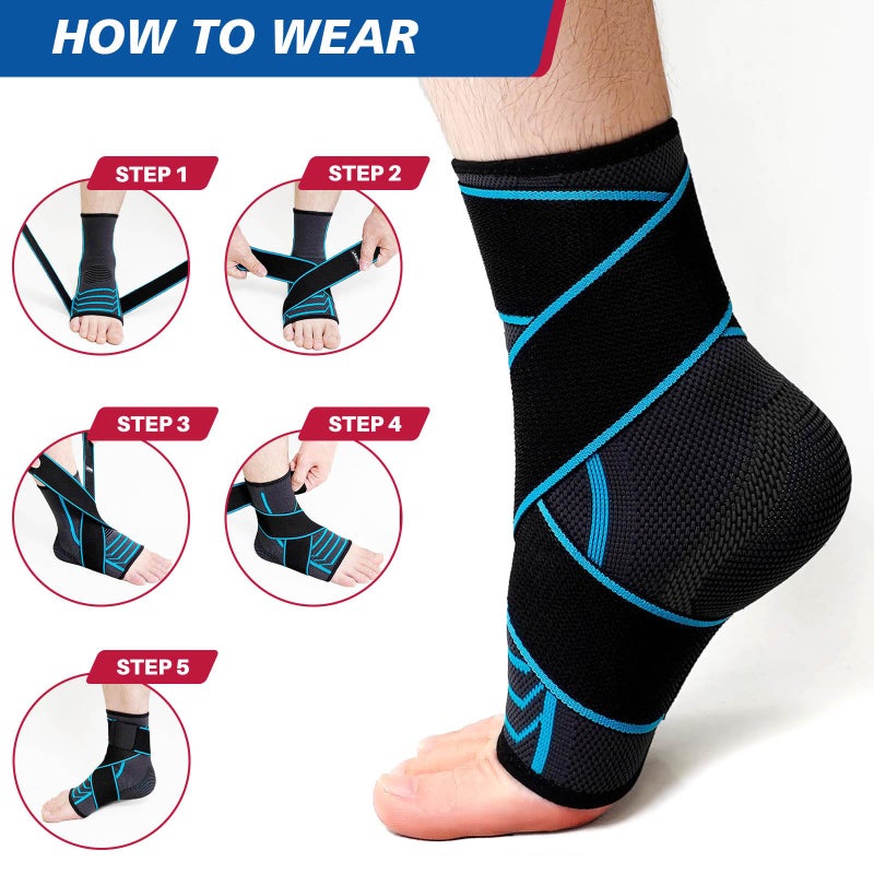 AMITOFO Ankle Brace for Sprained Ankle, Plantar Fasciitis & Achilles Tendonitis Relief, Heel Support with Strap for Men Women, Compression Wrap for Foot Swelling(Single, Medium) - Image 4