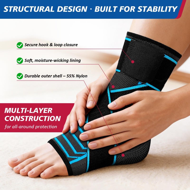 AMITOFO Ankle Brace for Sprained Ankle, Plantar Fasciitis & Achilles Tendonitis Relief, Heel Support with Strap for Men Women, Compression Wrap for Foot Swelling(Single, Medium) - Image 3