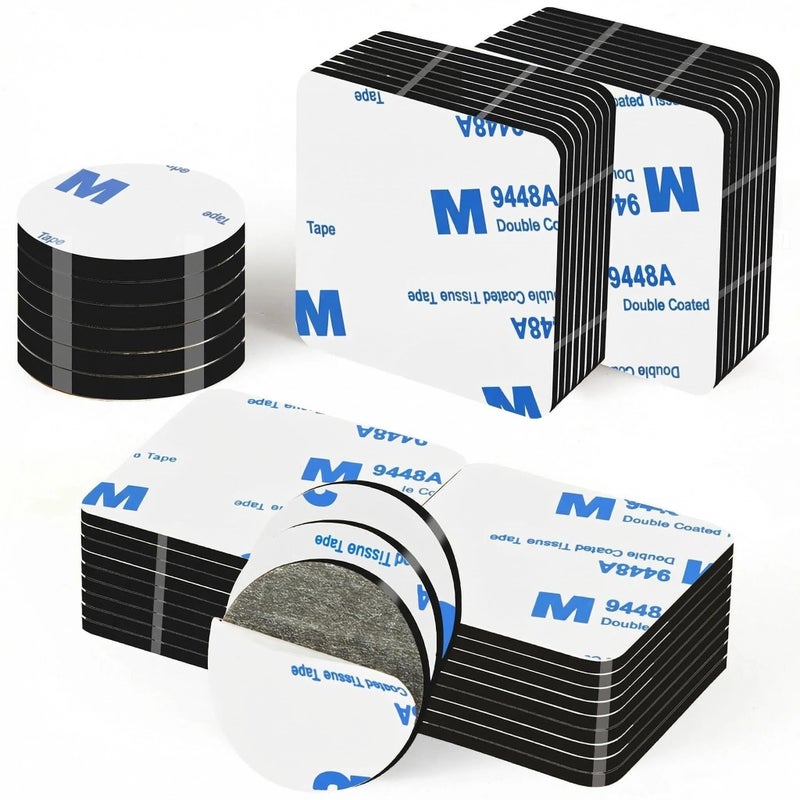 Godmony Double Sided Adhesive Heavy Duty Tape,2 Sided Mounting Tape for Walls, Square (1.57" Across) & Round (1.18" Diameter) Sticky Foam Pads, Waterproof Double-Sided Pads for Hanging in Office - Image 1