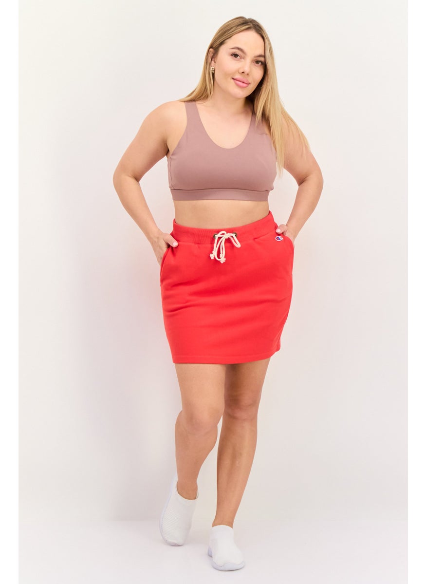 Champion Women Standard Fit Embroidered Tennis Skirts, Red  - Image 4