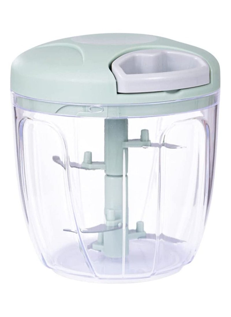 BLACKSTONE Handy Chopper Manual Food Chopper With Stainless Steel Blades Hand Powered Onion Chopper Vegetable Cutter Pull Chopper Green 900 ml  - Image 1