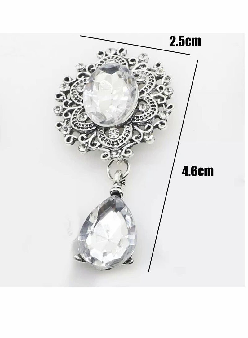 Y&D Crystal Rhinestone Brooch Pins, 10 Pcs WaterDrop Design Elegant Clothing Collar Accessories for Lady - Image 2