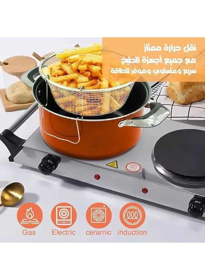 حلة مقاس 25 مرفقة بمصفاة عملية تريحك في التحمير أو السلق- المصفاة تخلّي القلي أسهل وأنضف  - تقدري تشيليها وتستخدمي الحلة لوحدها عادي  - خامة قوية ومتانة تعيش معاكِ سنين الصور علي الطبيعه - Image 4