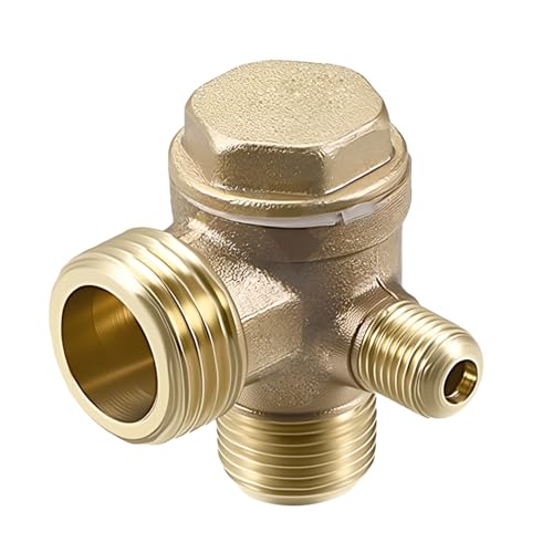 Dtacke Brass 3-Port 90-Degree Right Male Threaded Air Compressor Check Valve (1/8"x1/2"x3/4) - Air Compressor Parts - Image 1