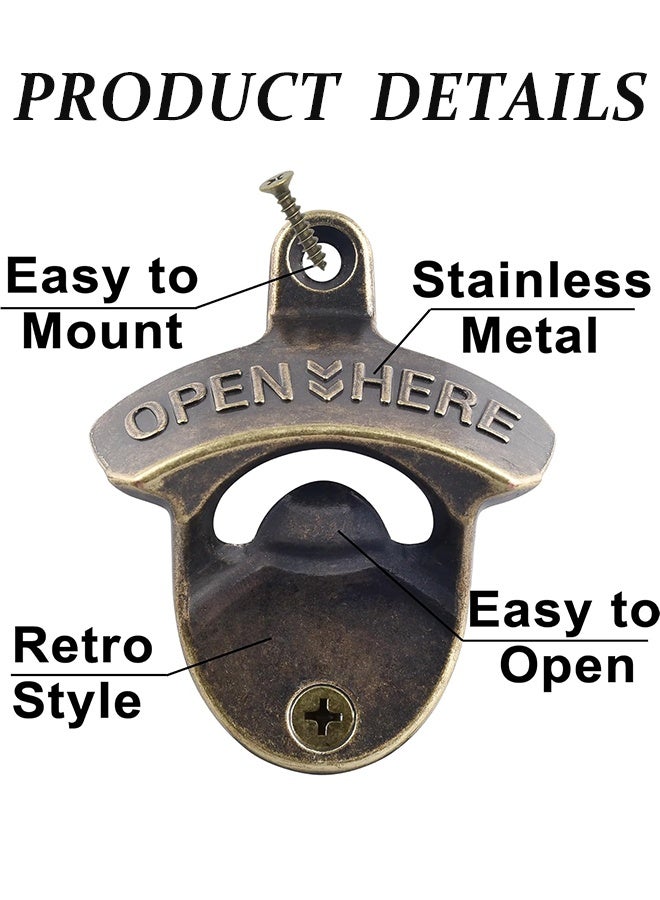 Vintage Copper Bottle Cap Opener Wall Mounted Bottle Cap Opener Wall Mount Retro Beer Bottle Opener with Screws for for Bar, Kitchens, Vintage Rustic Bar & Restaurant(Pack of 2) - Image 3