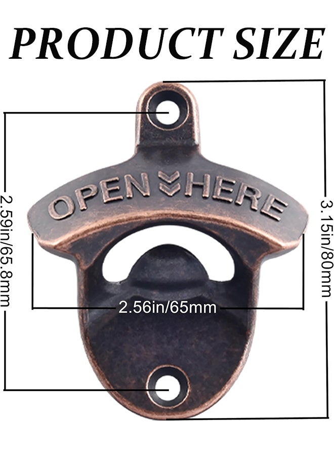 Vintage Copper Bottle Cap Opener Wall Mounted Bottle Cap Opener Wall Mount Retro Beer Bottle Opener with Screws for for Bar, Kitchens, Vintage Rustic Bar & Restaurant(Pack of 2) - Image 4