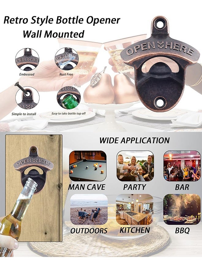 Vintage Copper Bottle Cap Opener Wall Mounted Bottle Cap Opener Wall Mount Retro Beer Bottle Opener with Screws for for Bar, Kitchens, Vintage Rustic Bar & Restaurant(Pack of 2) - Image 2
