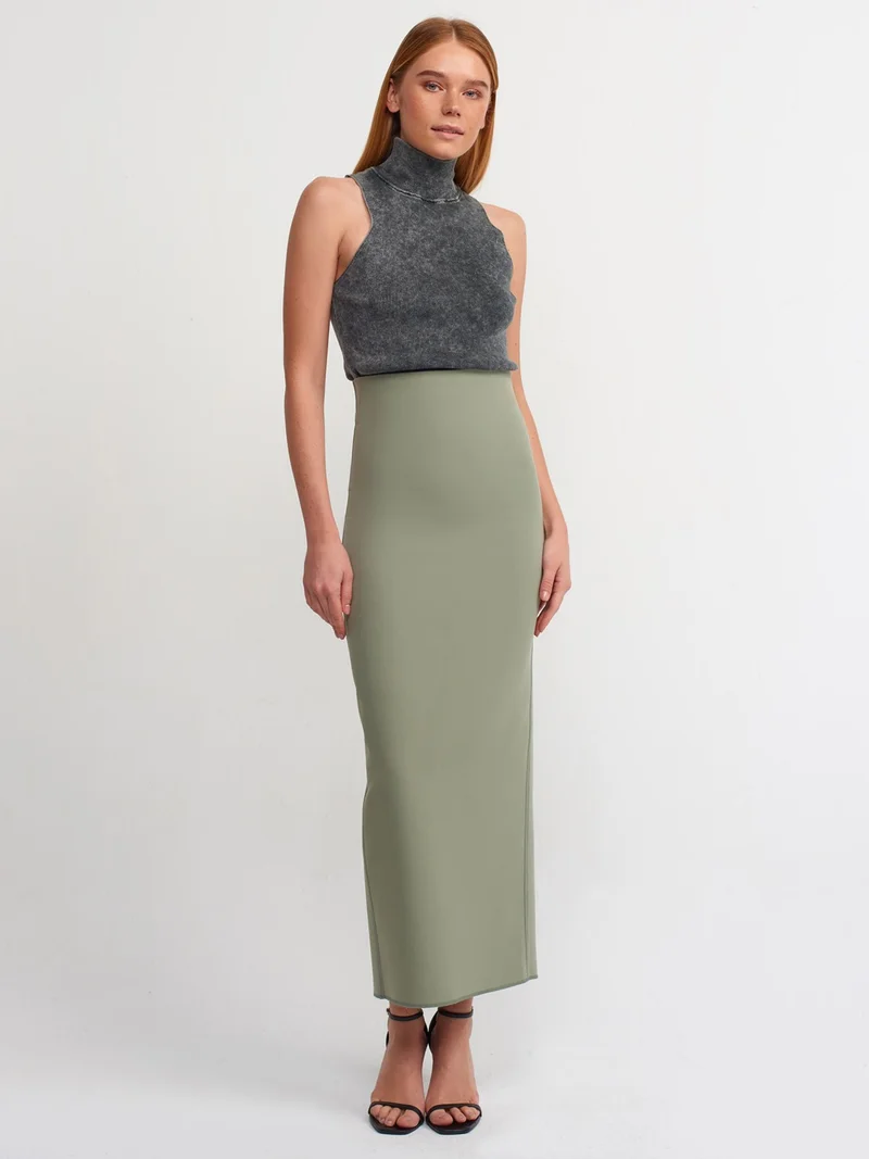 ديلفين 10511 Faded Effect Half Turtleneck Knitwear Top-Anthracite
