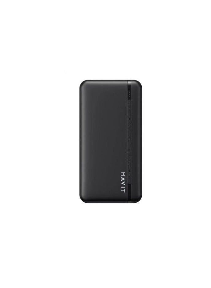 هافيت بنك طاقة هافيت PB90 بسعة 10000 مللي أمبير/ساعة بتقنية PD بقوة 20 وات ومنفذي USB-A بقوة 22.5 وات، أسود