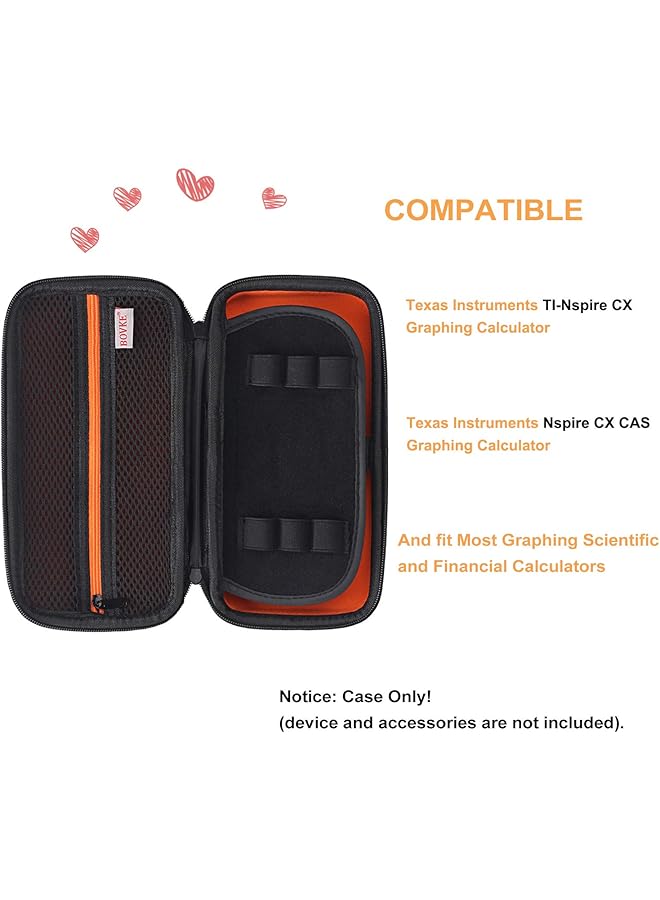 erorex Graphing Calculator Carrying Case Replacement For Texas Instruments Ti Nspire Cx Cas Cx Ii Cas Color Graphing Calculator And More Extra Mesh Pocket For Usb Cables And Other Accessories Black - Image 3