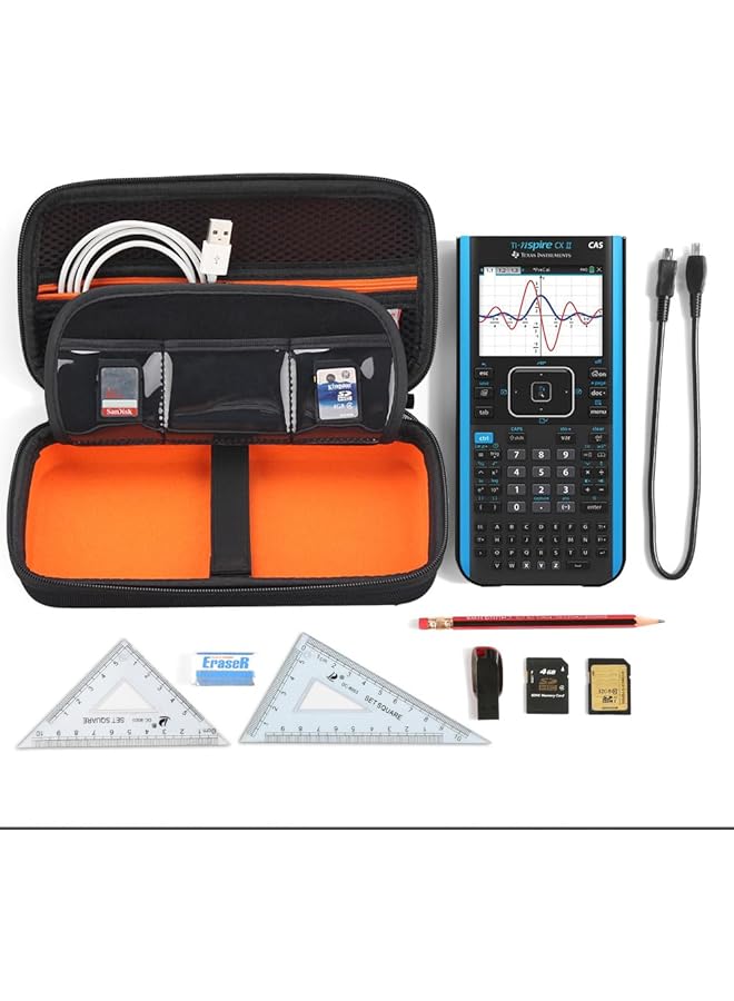 erorex Graphing Calculator Carrying Case Replacement For Texas Instruments Ti Nspire Cx Cas Cx Ii Cas Color Graphing Calculator And More Extra Mesh Pocket For Usb Cables And Other Accessories Black - Image 4