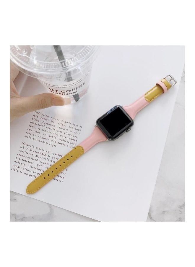 NIBEMINENT Ethnic Replacement Watchband for Apple Watch Series 1/2/3/4/5/6/7/SE 38/40/41mm Yellow/Pink - Image 1