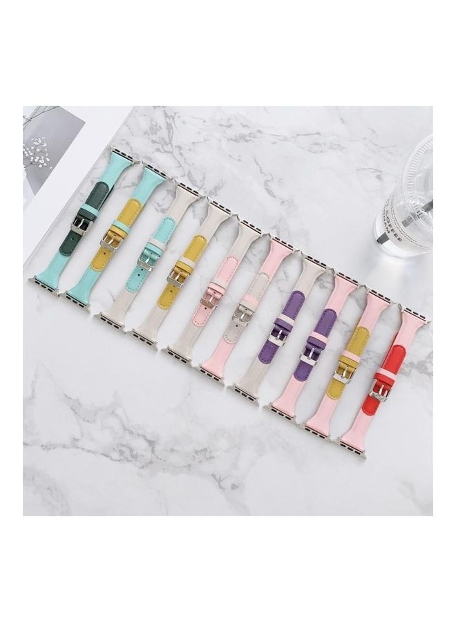 NIBEMINENT Ethnic Replacement Watchband for Apple Watch Series 1/2/3/4/5/6/7/SE 38/40/41mm Yellow/Pink - Image 2