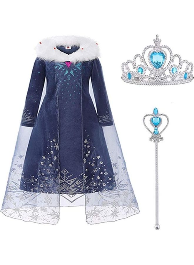 NIBEMINENT Princess Party Costume with Tiara and Magic Wand 120cm - Image 1