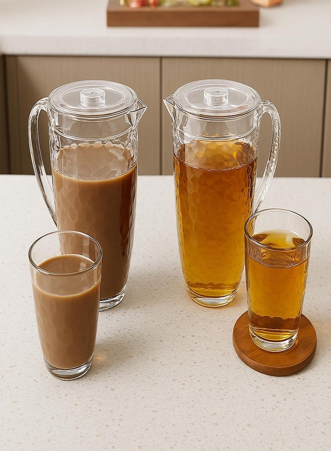 Blwan 84 oz Crystal-Clear Pitcher with 4 Tumblers Set, BPA-Free Food-Grade Jug with 3-Position Lid & Spout – Large Beverage Pitcher for Party, Iced Tea, Lemonade, Sangria, Fridge,Clear - Image 2