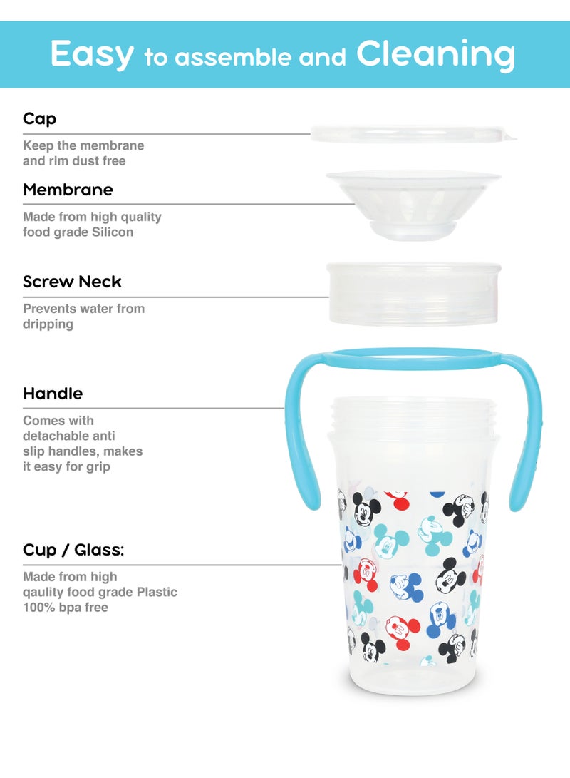 Disney Mickey Mouse 360 DEGREE Double Handle Training Sipper With Lid Spout & Straw, Spill Proof Sippy Cup With Handle, Learner Cup, 6+ Months, 5 Ounce, Multicolor, Official Disney Product - Image 3