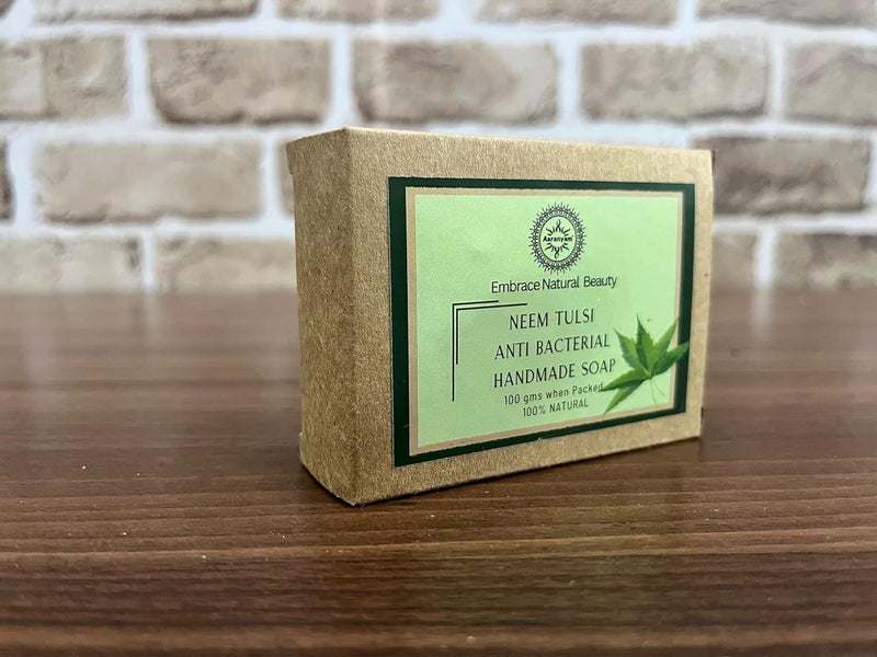 Aaranyam Neem Tulsi Handmade Bath Soap Neem Tulsi Lime Magic Soaps For Bath  Paraben Free   Handmade Soaps For Men  Women 300 Gms Pack Of 3 - Image 2