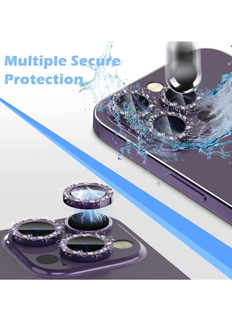 ELTRAZONE حامي عدسة كاميرا آيفون 14 برو/آيفون 14 برو ماكس بتصميم لامع، زجاج مقسى عالي الدقة، حلقة معدنية فردية من سبائك الألمنيوم، لامع بنفسجي - Image 5