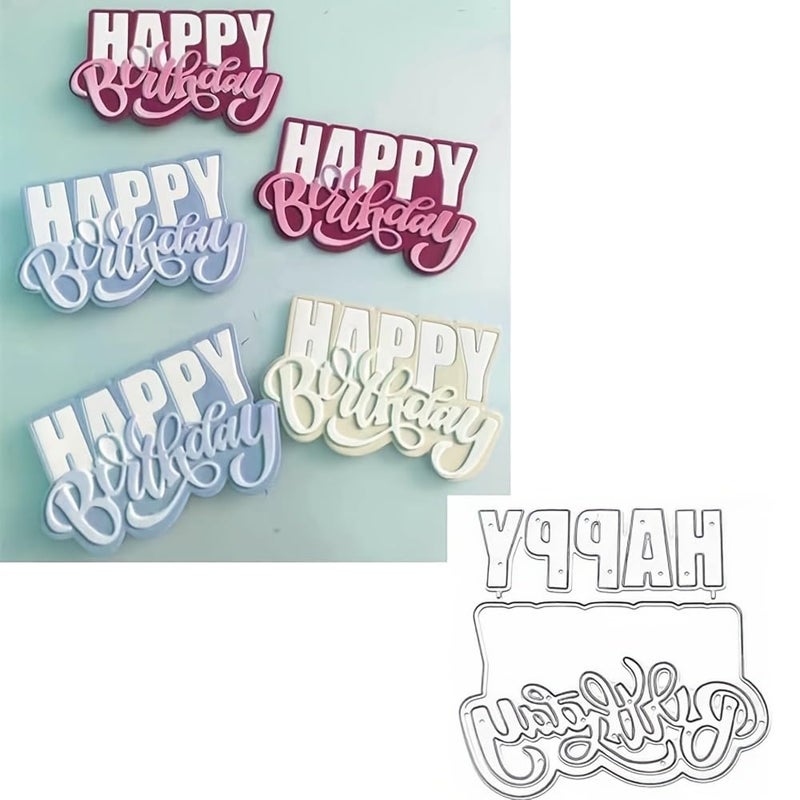 Lapoo Flowers Metal Cutting Die for Scrapbooking - Durable, Cut Stencils for DIY Scrapbook Photo Album Decorative Paper Card, Card Making Supplies, Embossing (Happy Birthday 3.1 x 3 in) - Image 2