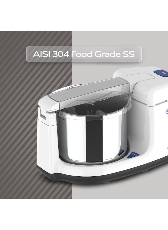 Ultra BIGG+ 2.5 Litre Table Top Wet Grinder -White | Fast Grinding Conical Stones, 150W Motor & 5 Years Warranty | AISI 304 Food-Grade SS Multi Utility Cylindrical Drum, CE Certified - Image 2