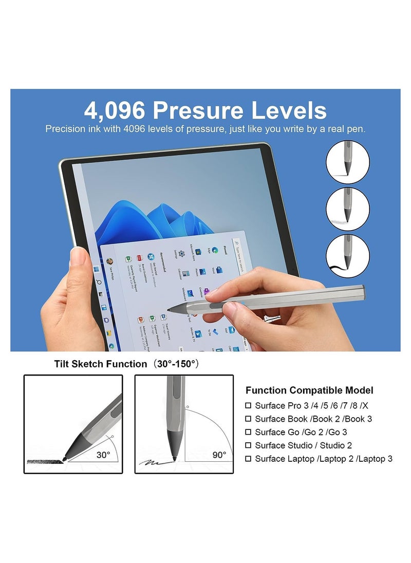 Generic - Stylus Pen, Fit for Microsoft Surface Pro 9/8/X/7/6/5/4, Surface Go, Surface Book, Surface Laptop, Surface Studio, Magnetic Adsorption, Palm Rejection, 4096 Pressure Pencil for HP, ASUS(with 2 Nibs) - Image 1
