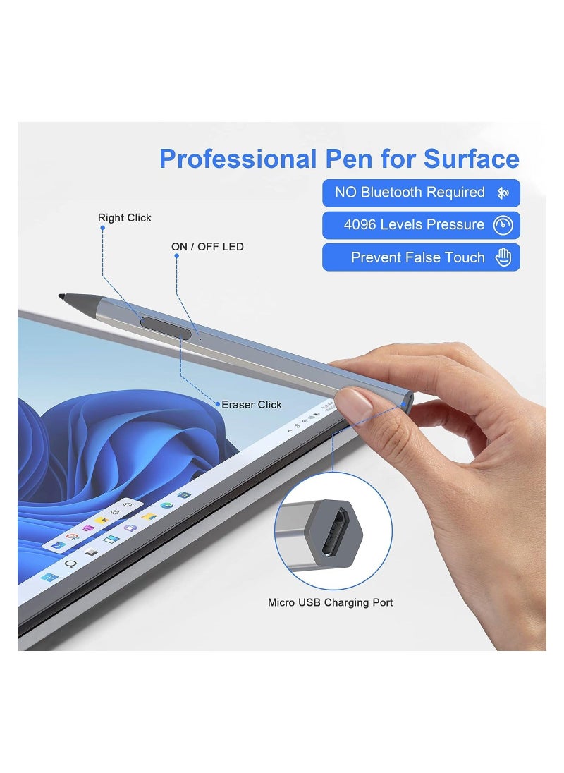 Generic - Stylus Pen, Fit for Microsoft Surface Pro 9/8/X/7/6/5/4, Surface Go, Surface Book, Surface Laptop, Surface Studio, Magnetic Adsorption, Palm Rejection, 4096 Pressure Pencil for HP, ASUS(with 2 Nibs) - Image 1