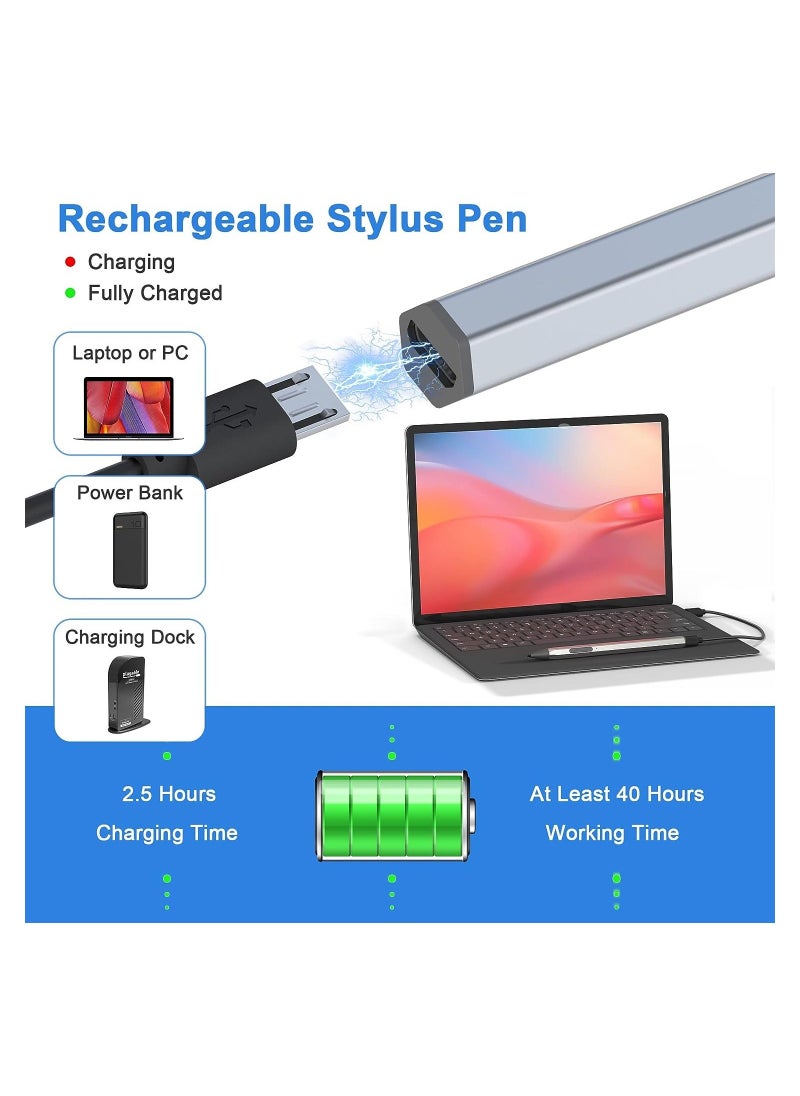 Generic - Stylus Pen, Fit for Microsoft Surface Pro 9/8/X/7/6/5/4, Surface Go, Surface Book, Surface Laptop, Surface Studio, Magnetic Adsorption, Palm Rejection, 4096 Pressure Pencil for HP, ASUS(with 2 Nibs) - Image 1