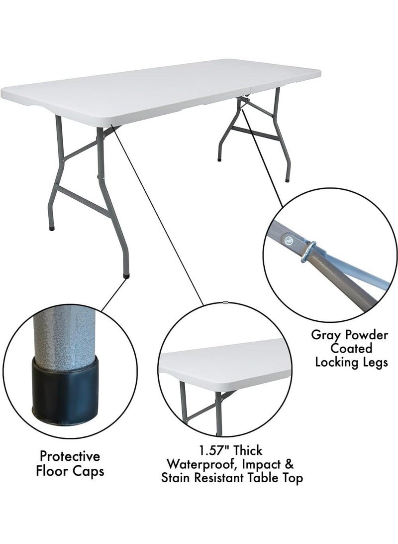 Heavy Duty 6 ft Folding Table, Portable Foldable Multipurpose Table for Camping, Picnic, Garden, BBQ, Catering and Events - Image 4