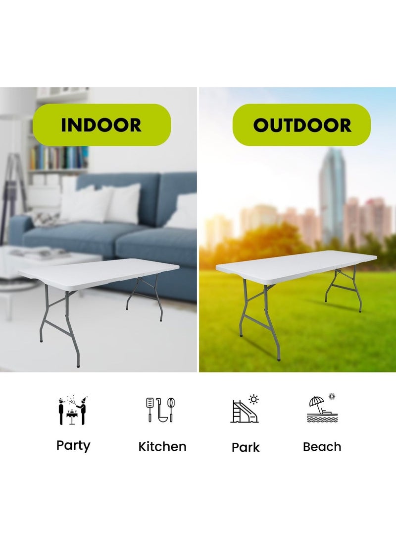 Heavy Duty 6 ft Folding Table, Portable Foldable Multipurpose Table for Camping, Picnic, Garden, BBQ, Catering and Events - Image 3