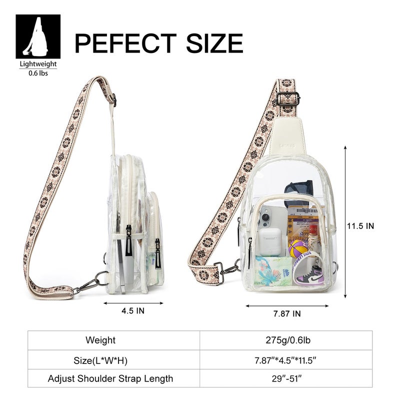 LATMAP Clear Bag for Stadium Events, Clear Purse for Women Stadium Crossbody Bag, Transparent Backpack for Concerts Sports-Beige - Image 4