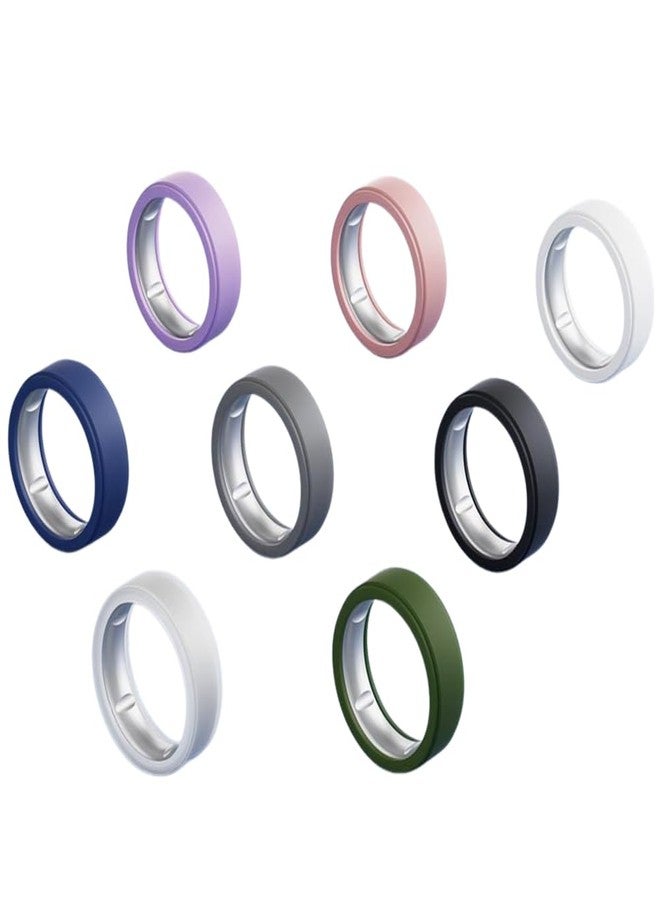 SSSUWP Silicone Cover Compatible with Oura Ring Gen 4/Gen 3/Samsung Galaxy Ring, 8 Pack Anti-Scratch Elastic Silicone Protector for Women Men (S for 6-10) - Image 1